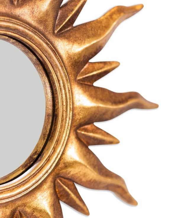Gold Sunburst Framed Small Convex Mirror