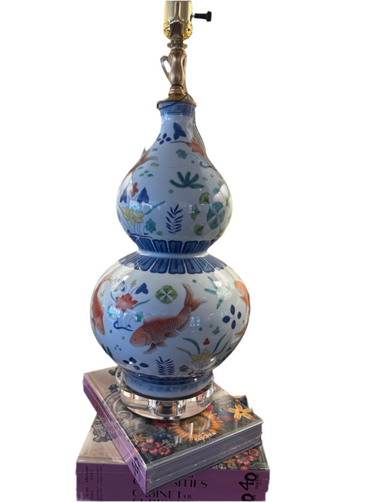 Porcelain Red Fish Gourd Lamp