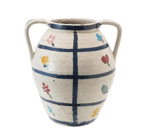 Hand-Painted Terracotta Urn