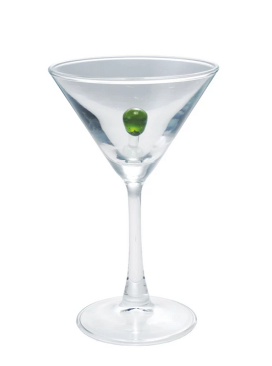 6 oz. Stemmed Martini Glass with Hand Blown Olive Inside