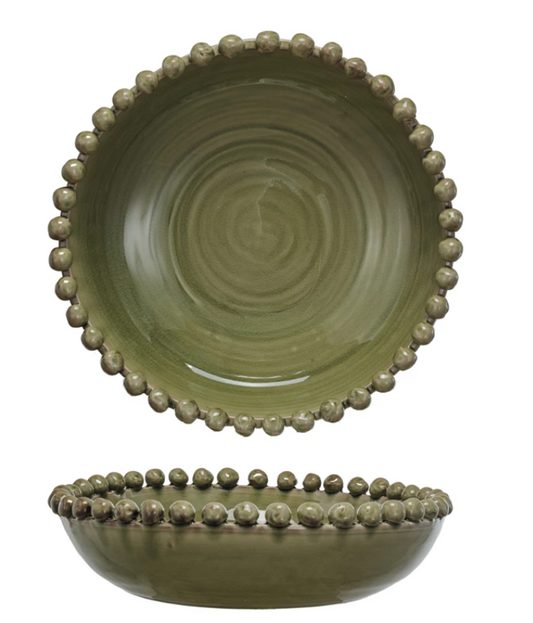 Decorative Handmade Terracotta Bowl w/ Hobnail Edge