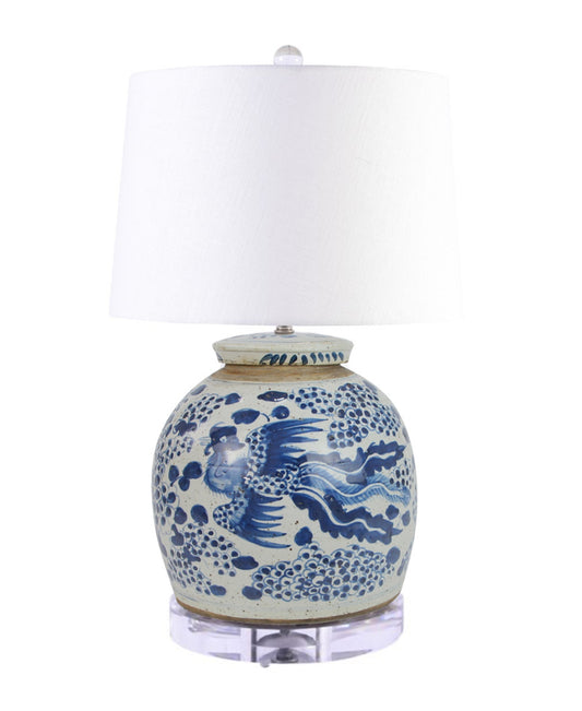 Vintage Ming Jar Phoenix Motif Table Lamp
