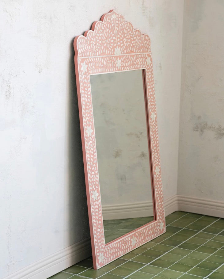 Inlaid Bone Mirror - Coral