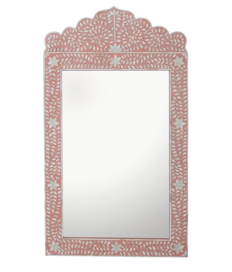 Inlaid Bone Mirror - Coral