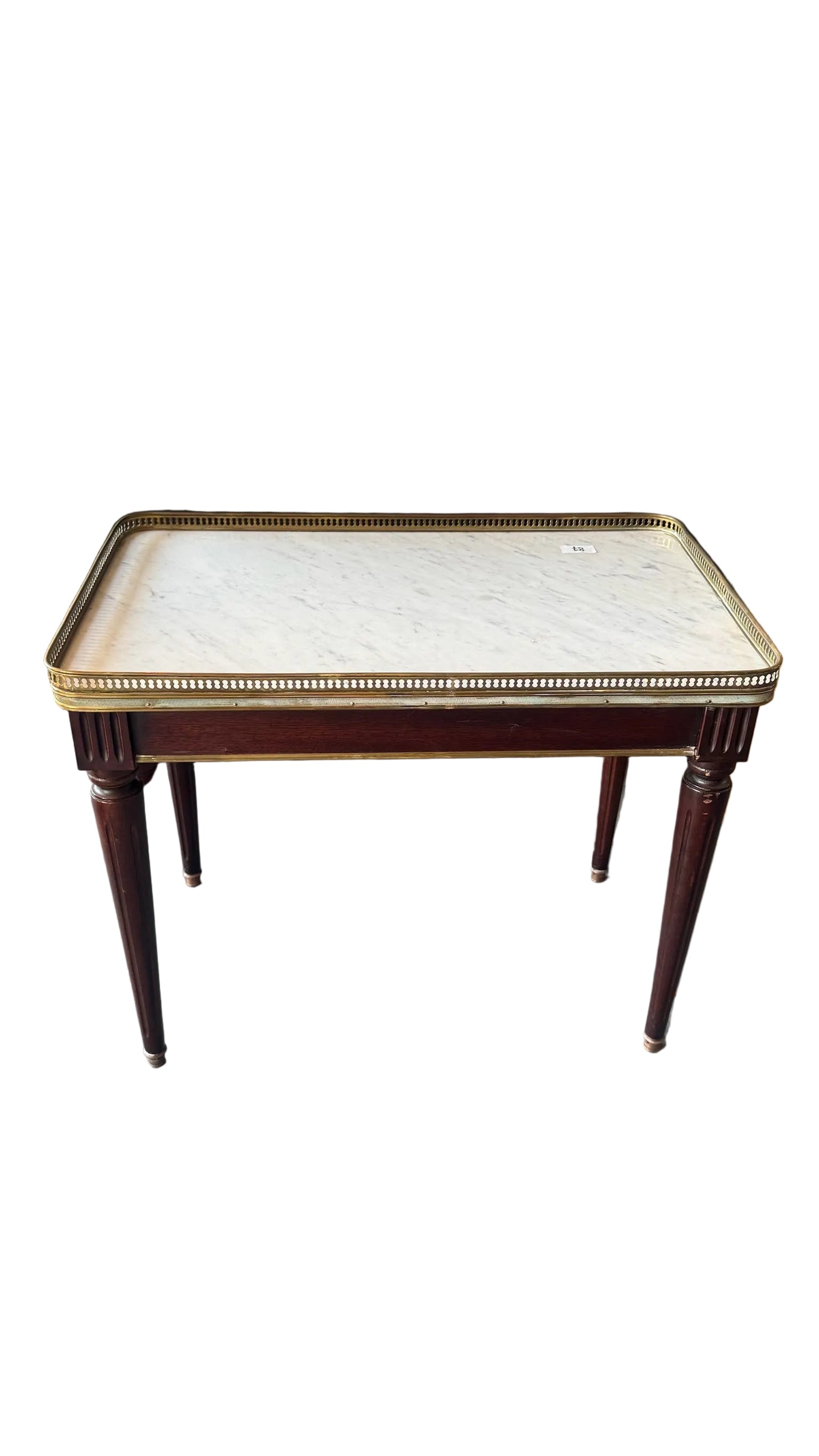 Louis XVI style side table with marble top. Pair available. 