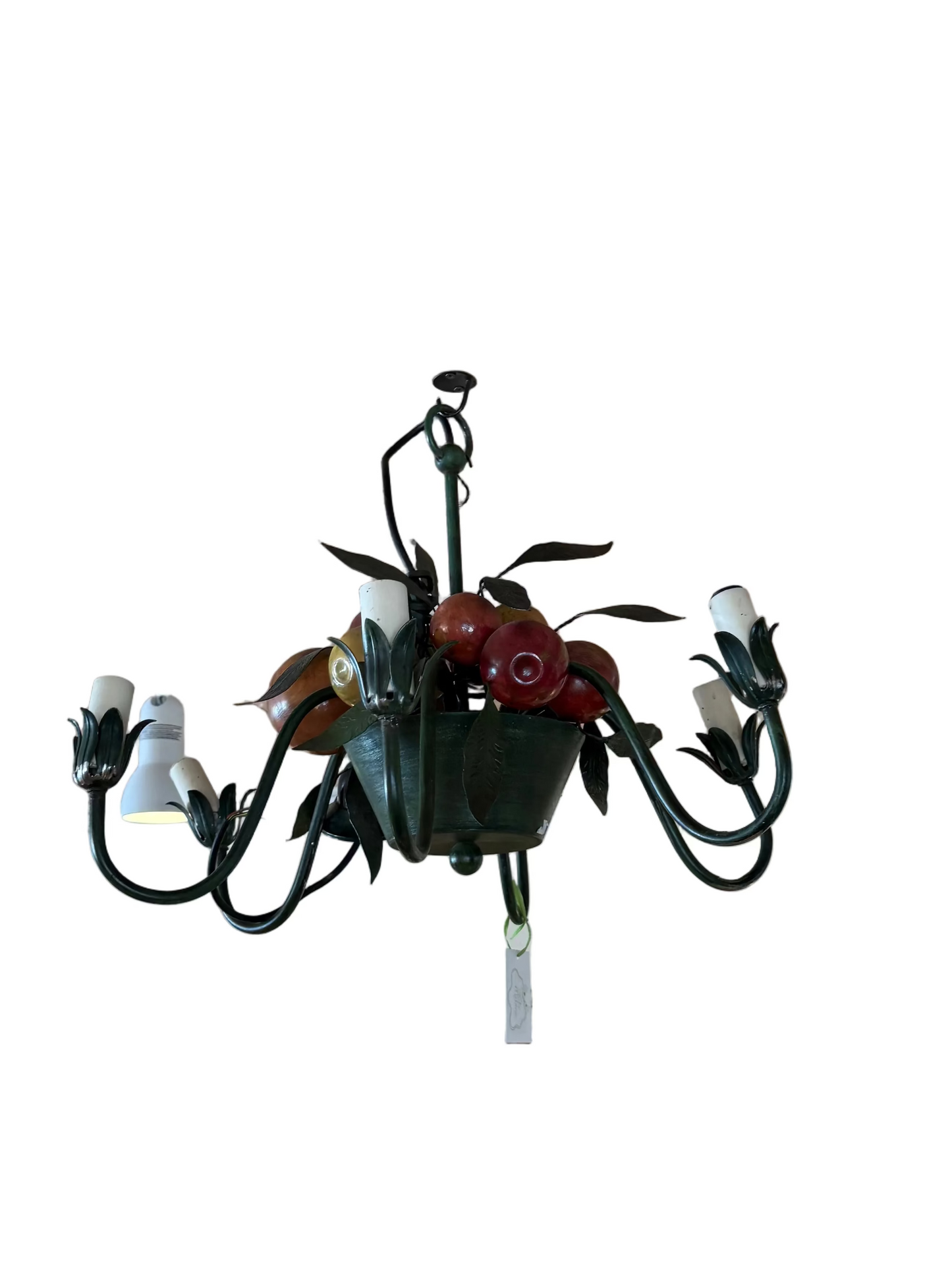 Decorative chandelier with floral design on a white background