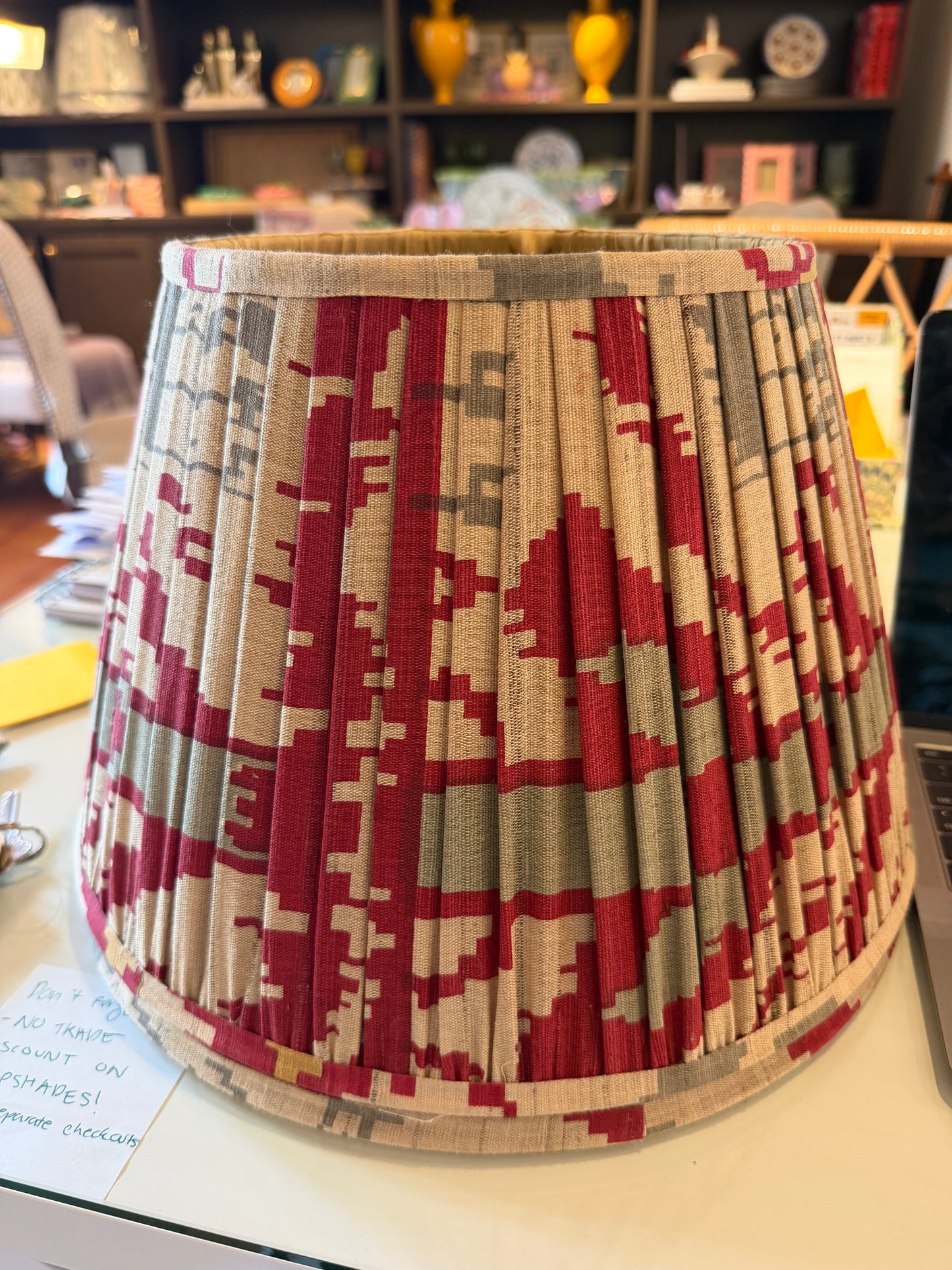 Red & Tan Ikat Lampshade