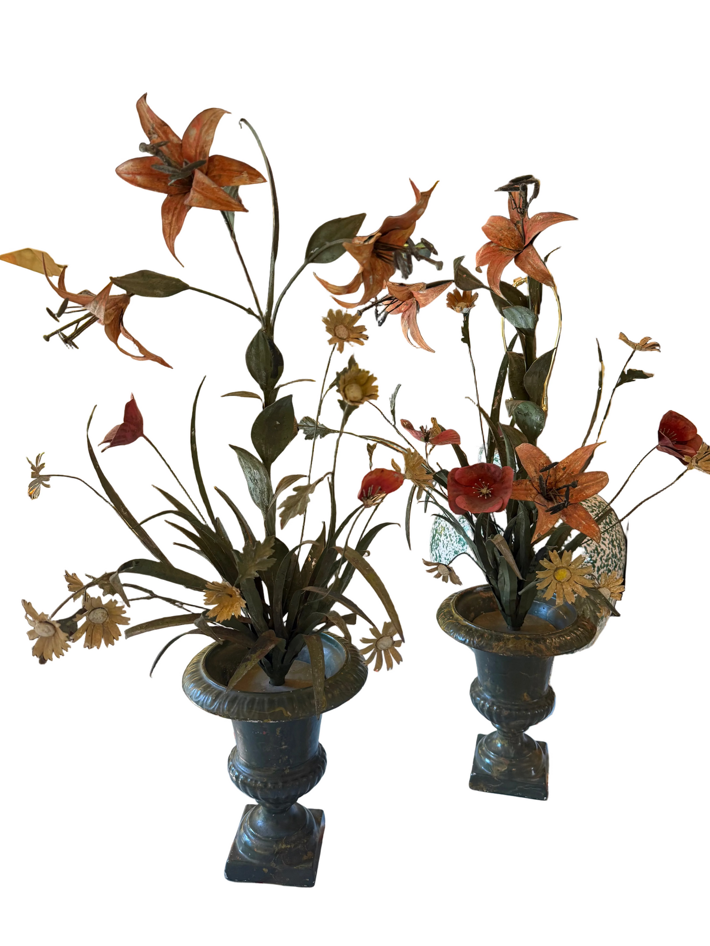 Pair of Hollywood Regency Tole Flowers