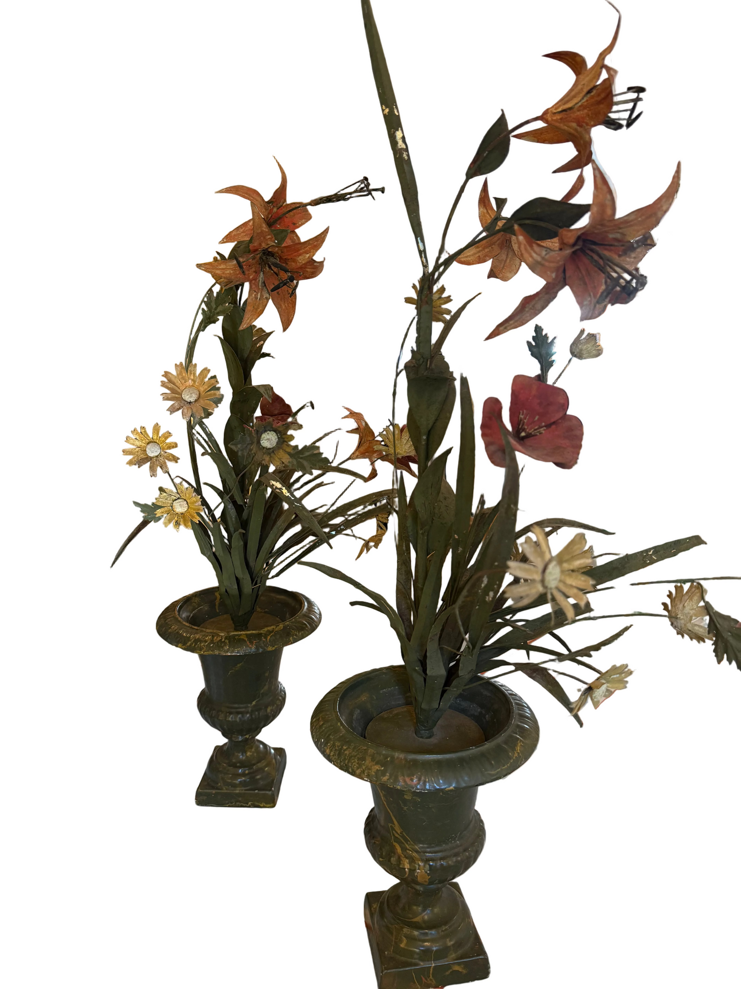 Pair of Hollywood Regency Tole Flowers