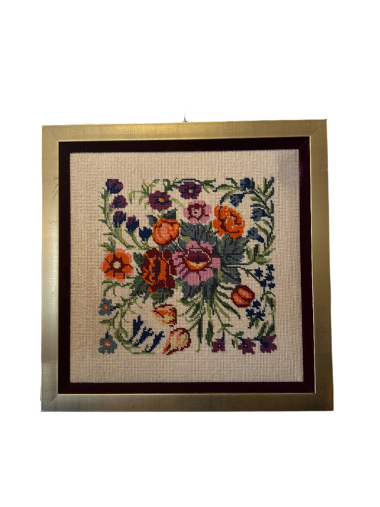 Vintage Floral Needlepoint