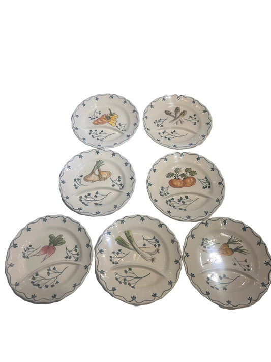 Set of 7 Vintage Vegetable Plates