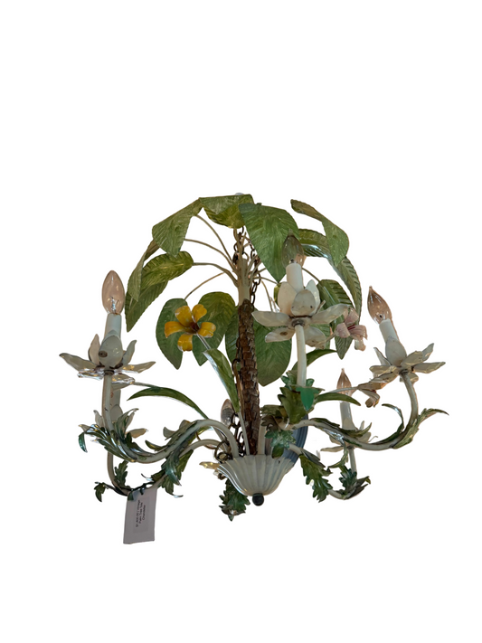 Vintage Palm Tree Tole Chandelier