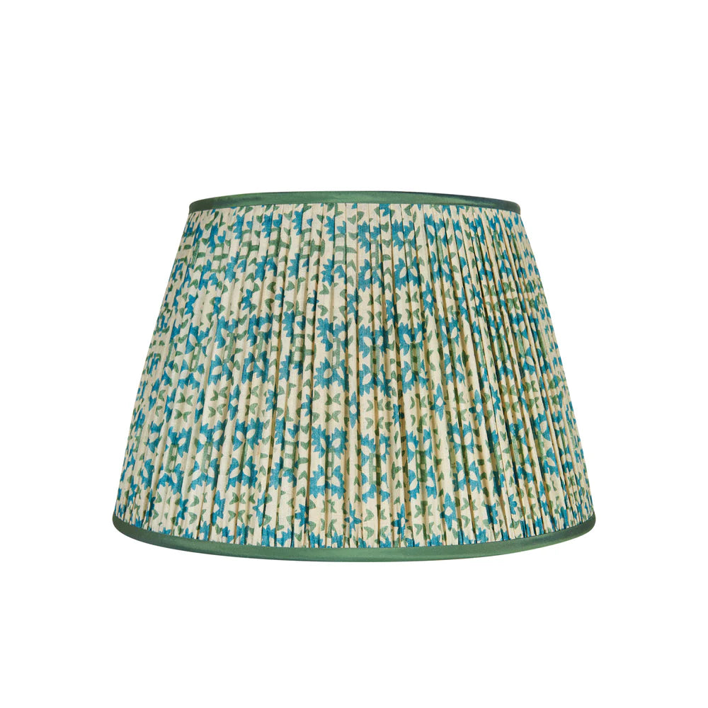 Green and Blue Floral Lampshade - Green Trim