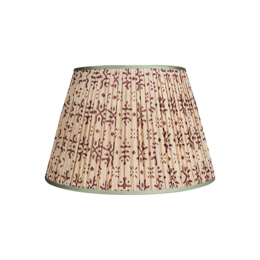 Plum on Cream Printed Lampshade - Mint Trim - 16"