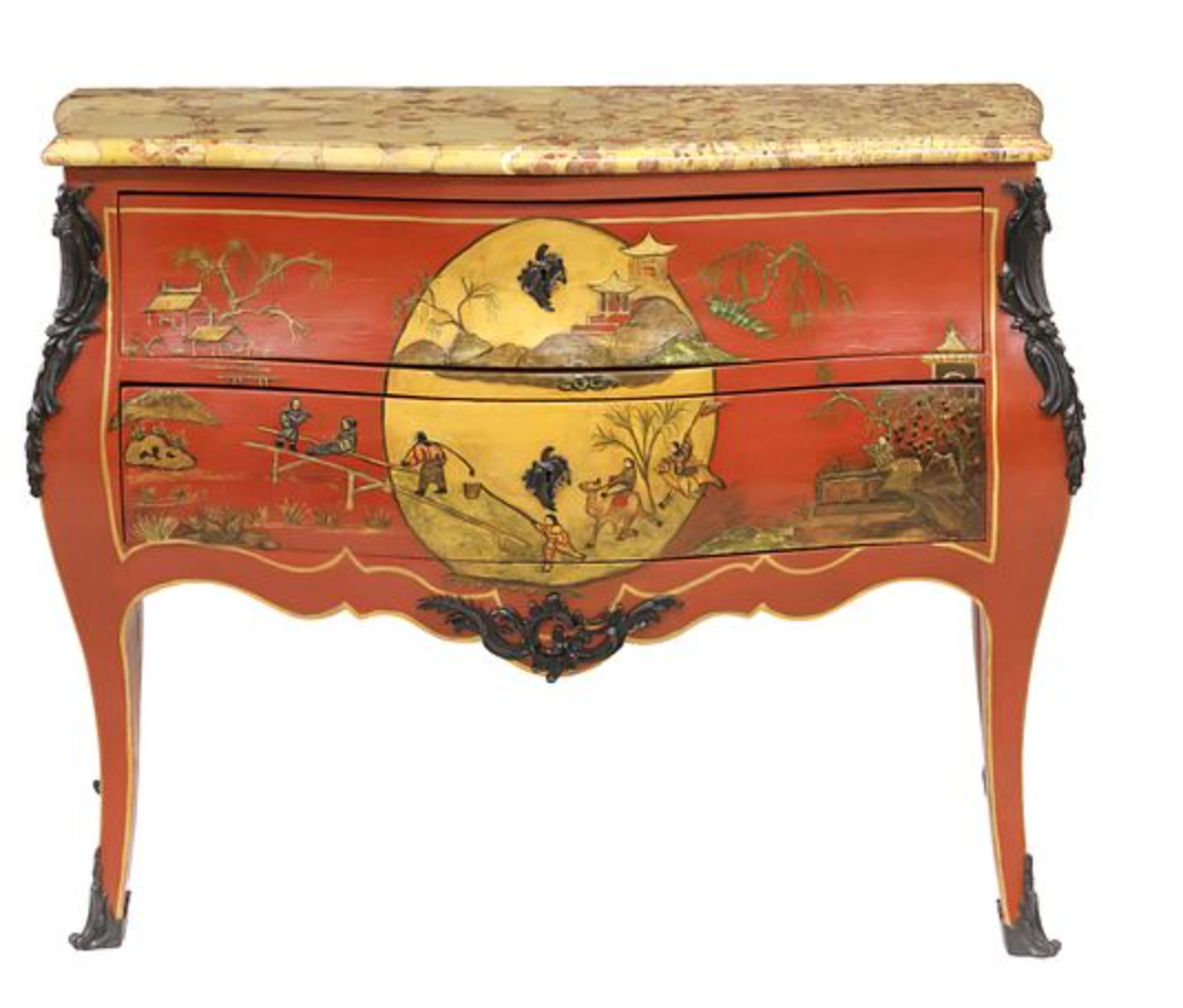 Louis XV Style Chinoiserie Breche D'Alep Top Lacquered Commode