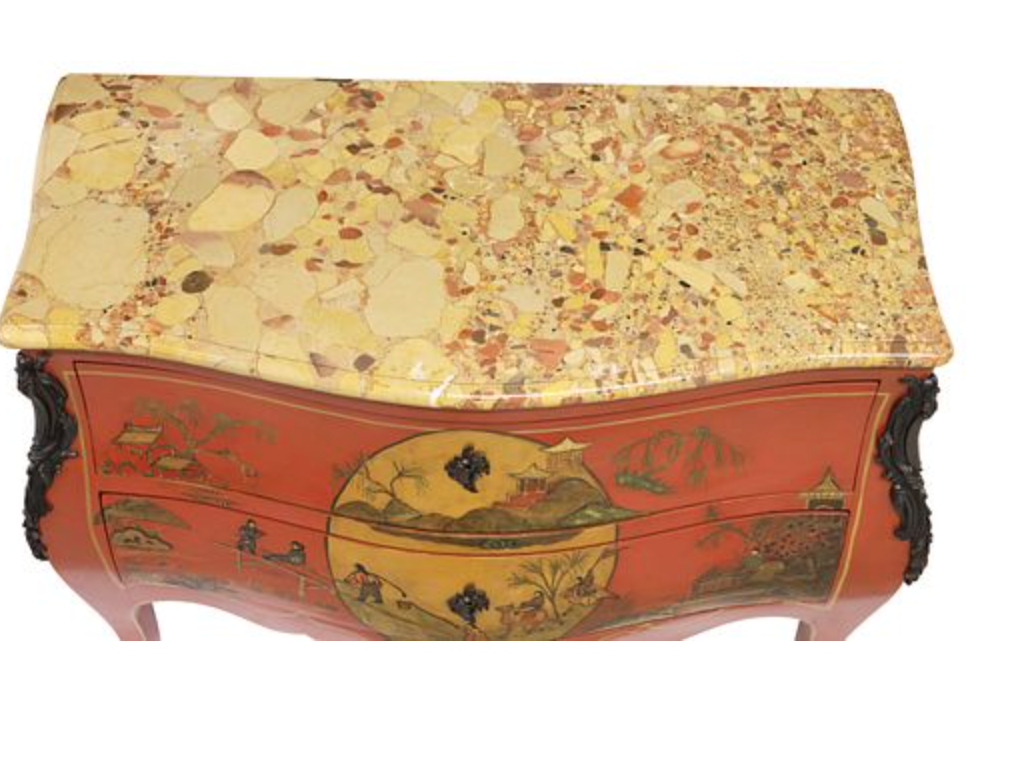 Louis XV Style Chinoiserie Breche D'Alep Top Lacquered Commode