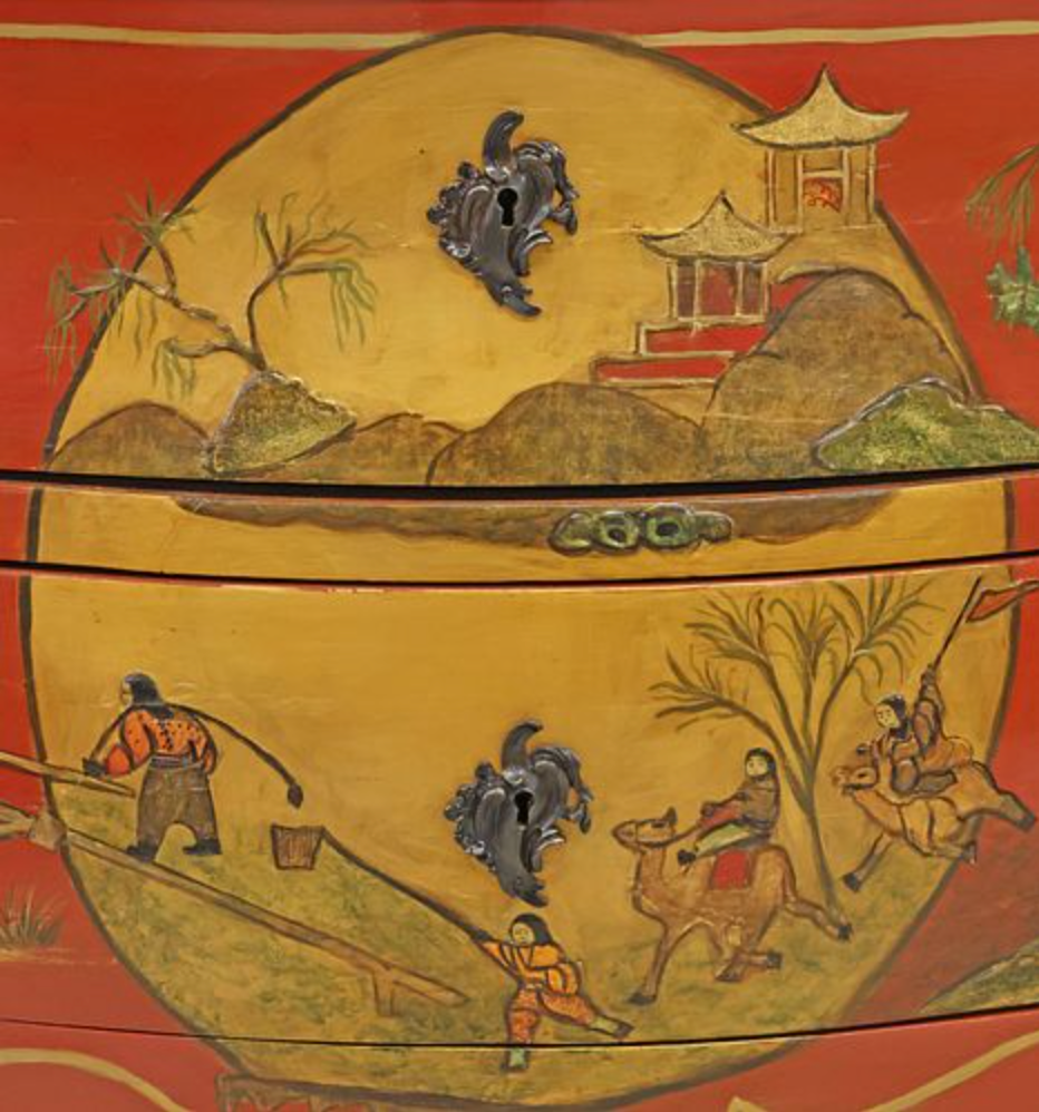 Louis XV Style Chinoiserie Breche D'Alep Top Lacquered Commode