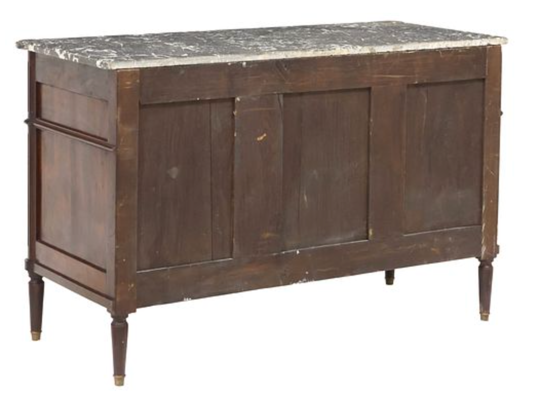 French Louis XVI Style Marble-Top Mahogany Commode