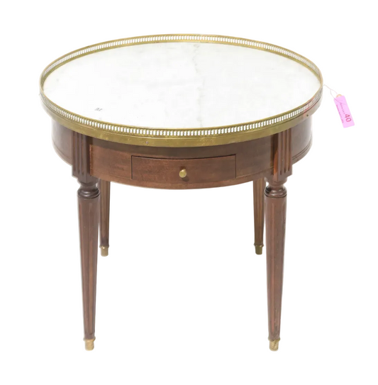 Louis XVI Style White Marble Top Boulette Table