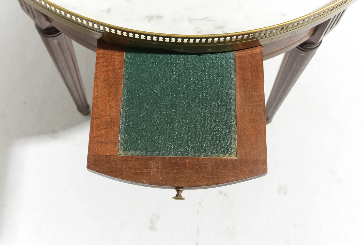 Louis XVI Style White Marble Top Boulette Table