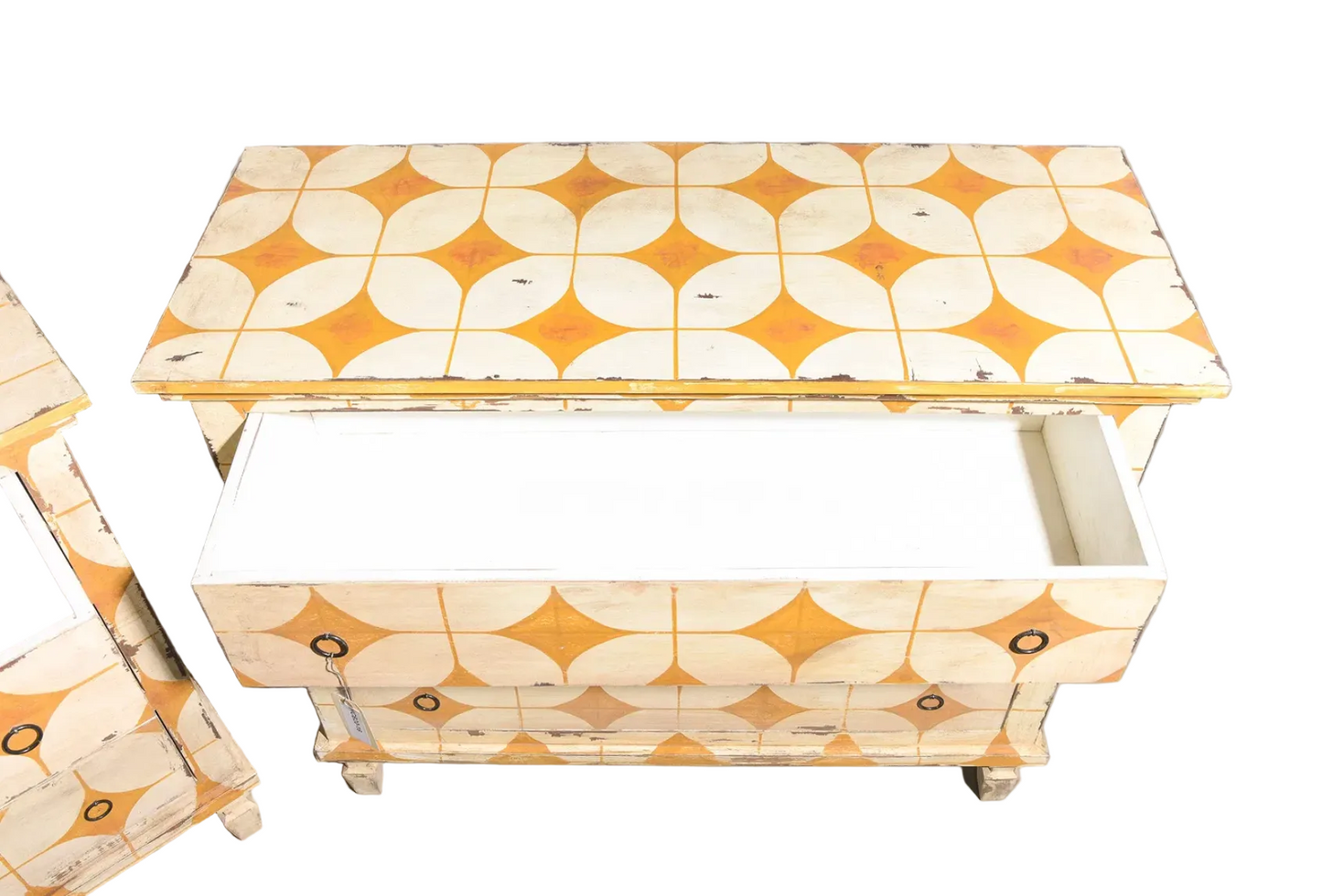 European Style Pair of Painted Three Drawer Chest