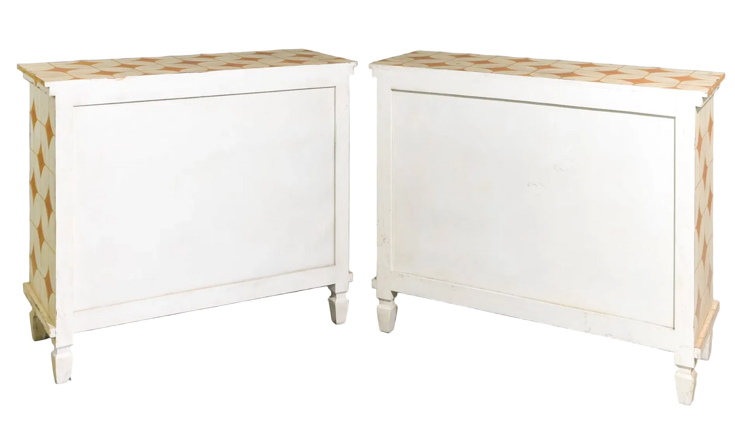 European Style Pair of Painted Three Drawer Chest
