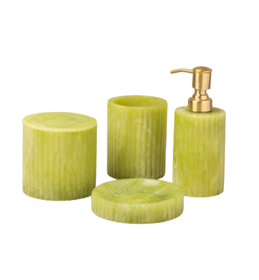 Porto Bath Accessories, Set of 4: Mantis Green