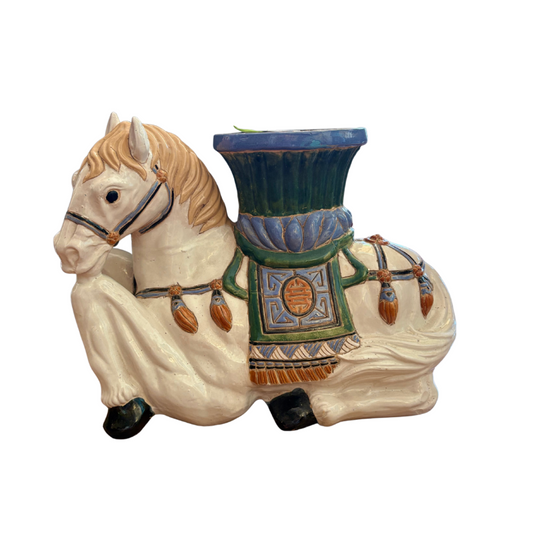 Antique Ceramic Horse Garden Stool
