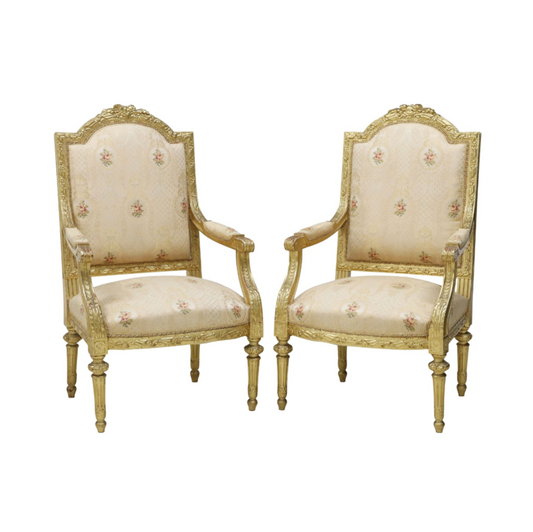 French Louis XVI Style Antique Upholstered Chairs
