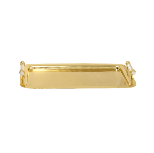 Rectangle Tray with Clear Handles: Gold