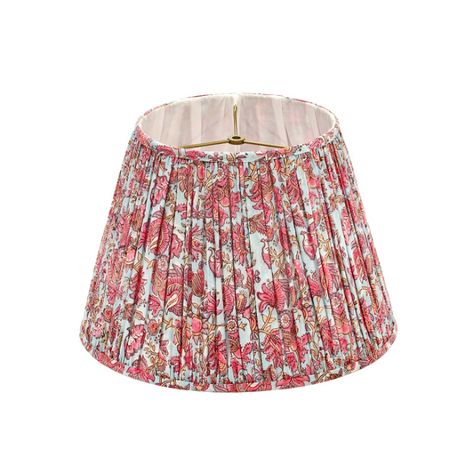 Blue and Pink Flower Pleated Lamp Shade