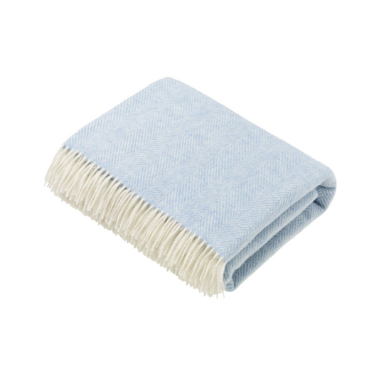 Herringbone Wool Blanket: Aqua