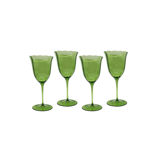 Lily  green water glasses (set of 4)