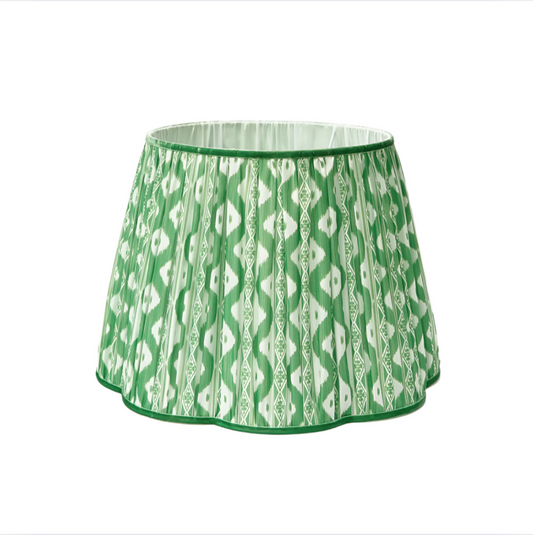 Ikat Green Scalloped Lampshade