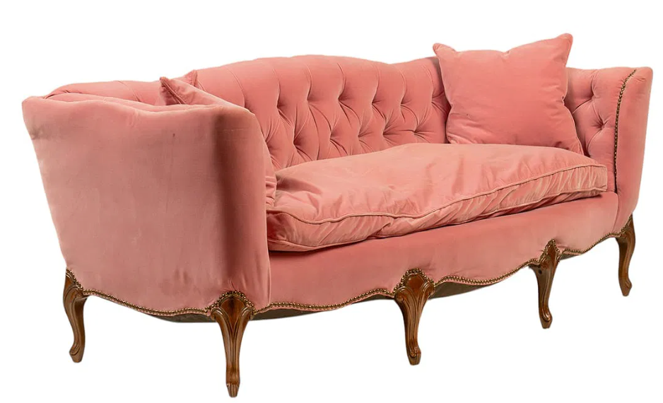 Antique Pink Velvet Victorian Sofa