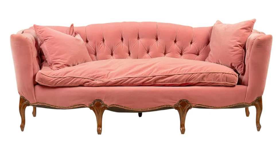 Antique Pink Velvet Victorian Sofa