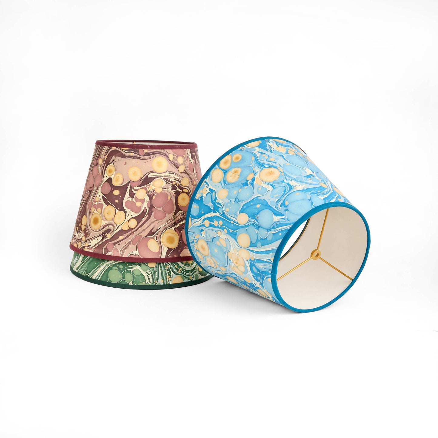 HAND MARBLED LAMPSHADE LARGE - BURGUNDY GOLD PEBBLES