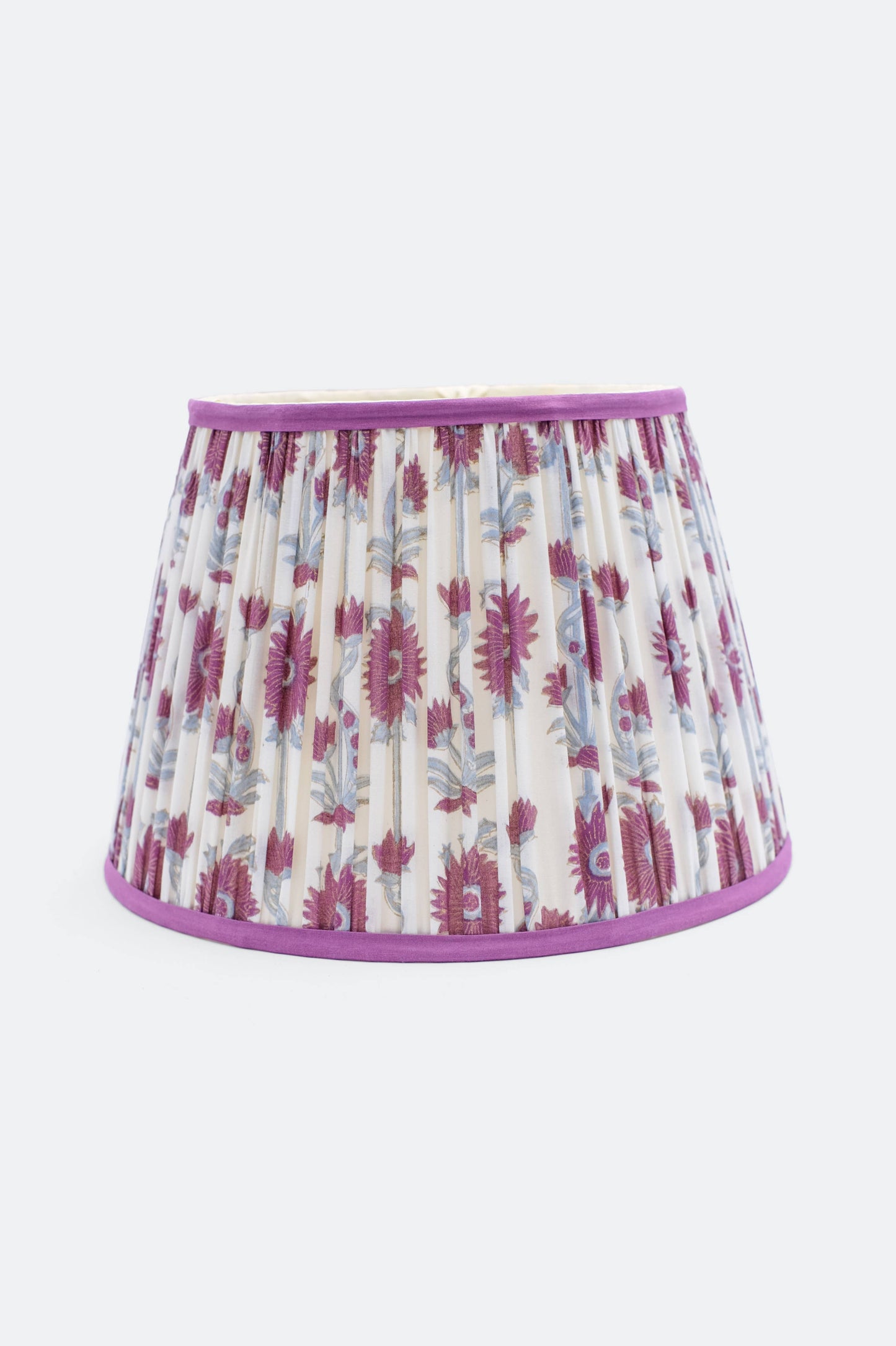 Purple Floral Vine Blockprint Lampshade - 14"