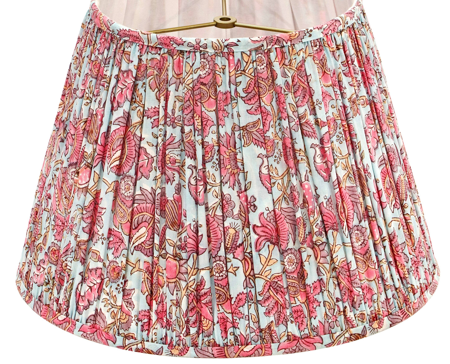 Blue and Pink Flower Pleated Lamp Shade