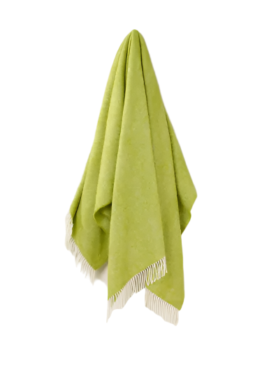Herringbone Wool Blanket: Lime