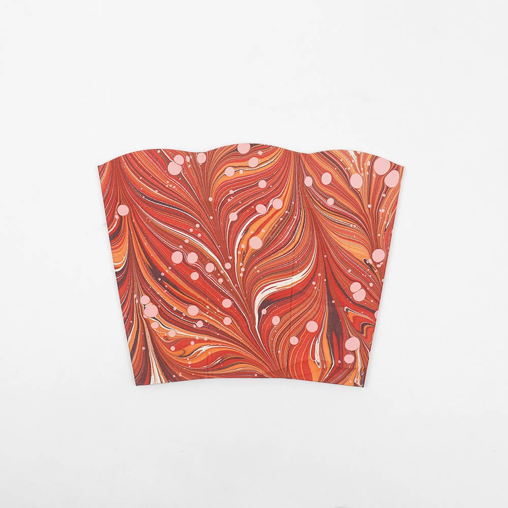 MARBLED SCALLOPED COLLAPSIBLE BASKET - FIRE WHIRL RED