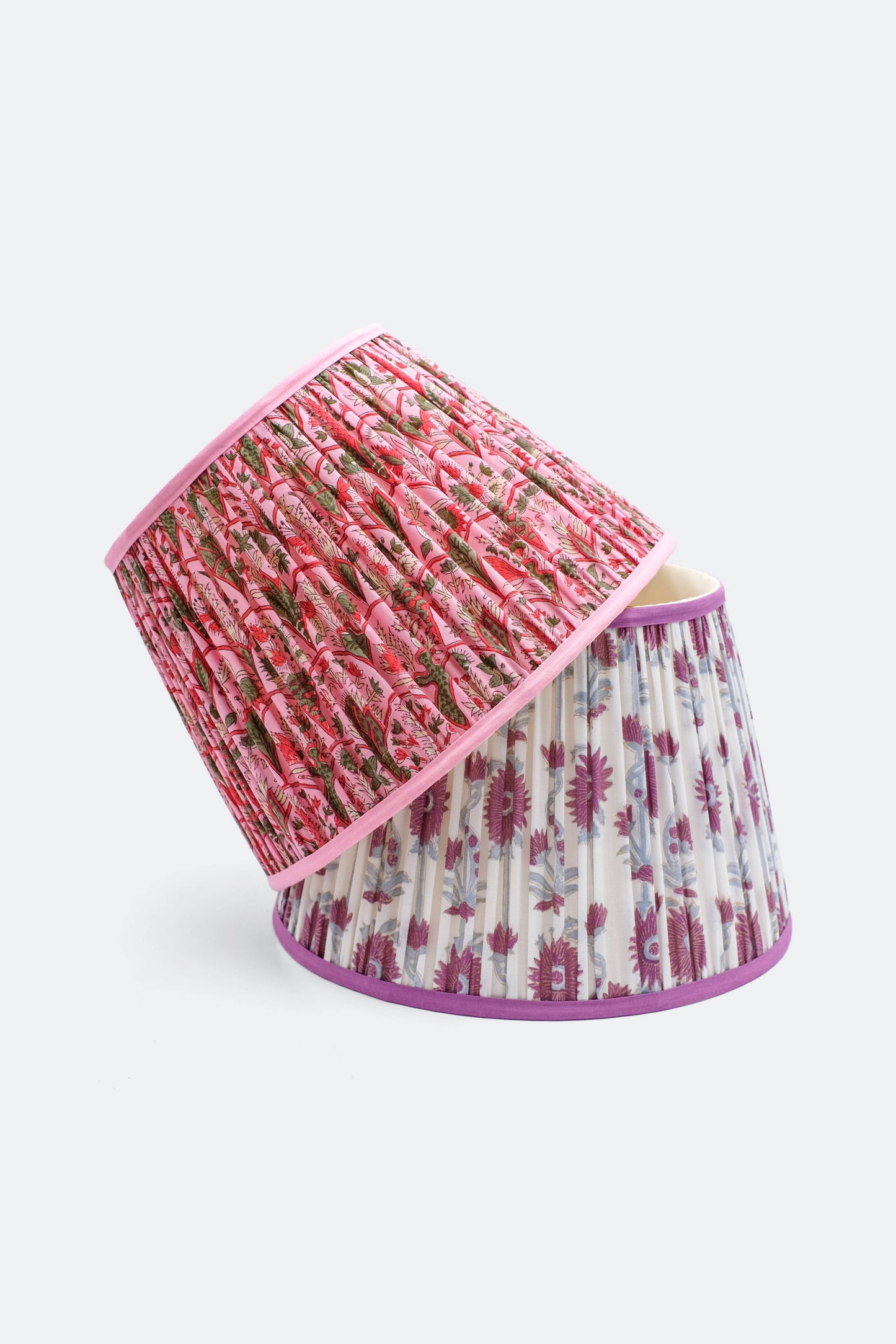 Purple Floral Vine Blockprint Lampshade - 14"