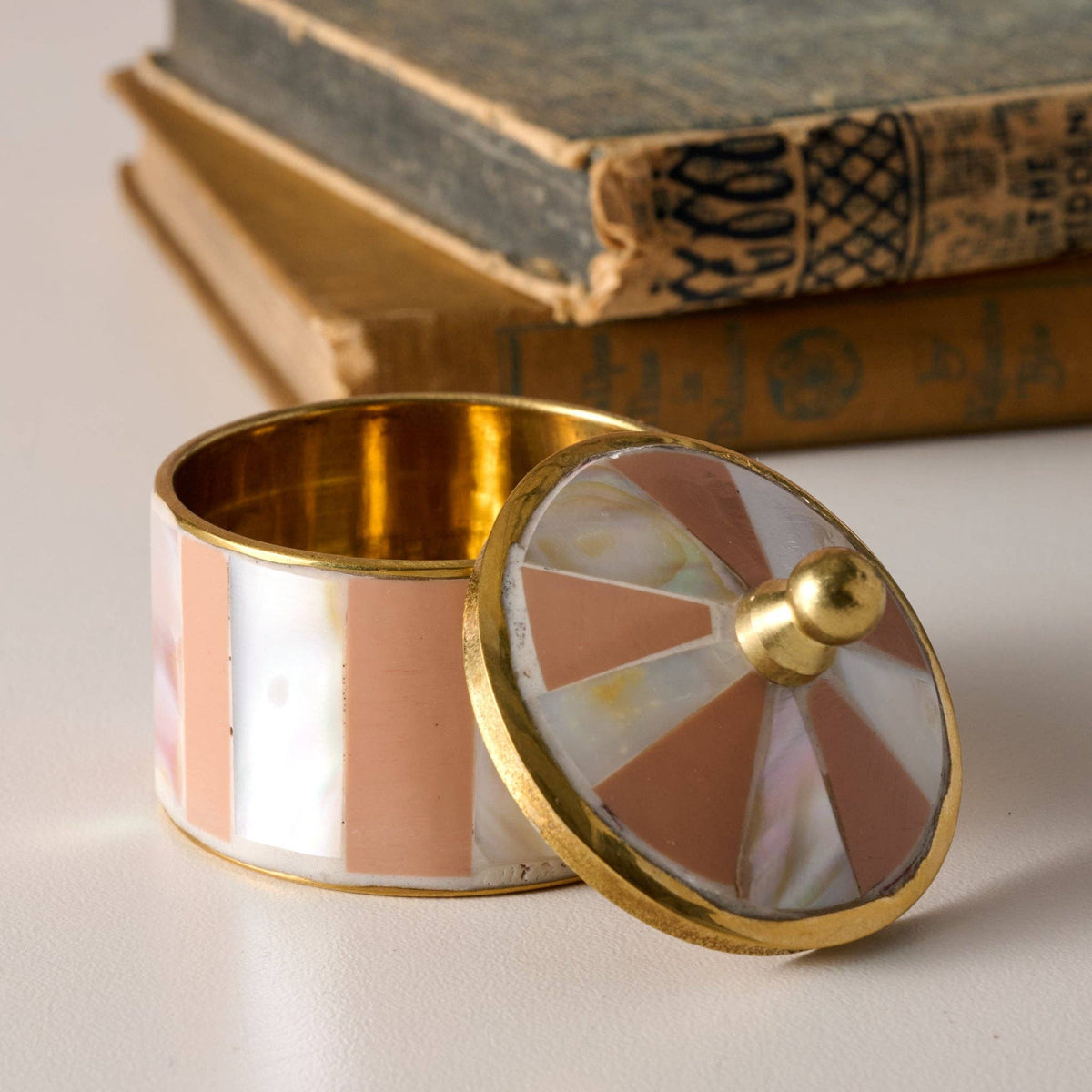 Peach Mother of Pearl Circus Tent Box