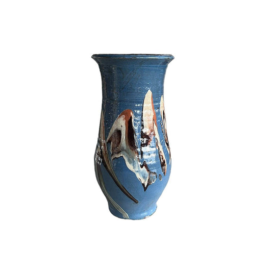 Cottage Crafted Vase: Marbleized Blue