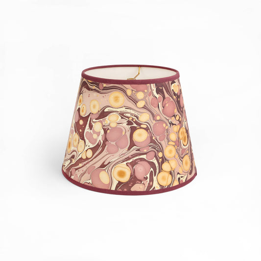 HAND MARBLED LAMPSHADE LARGE - BURGUNDY GOLD PEBBLES
