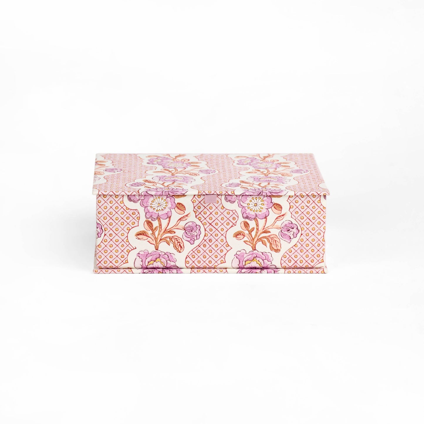 BLOCK-PRINTED KEEPSAKE BOX SET - BLOOMING TRELLIS LILAC
