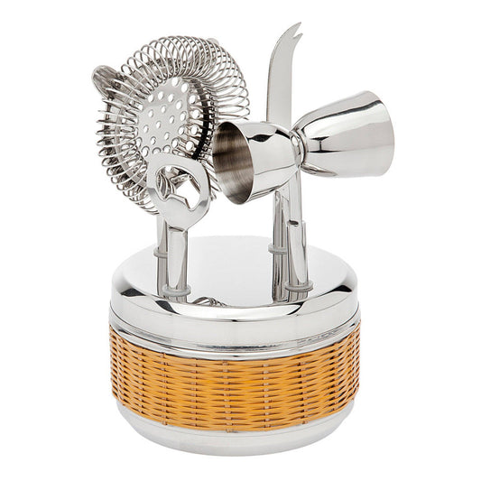 Rattan Stainless Steel 5 Piece Bar Tools