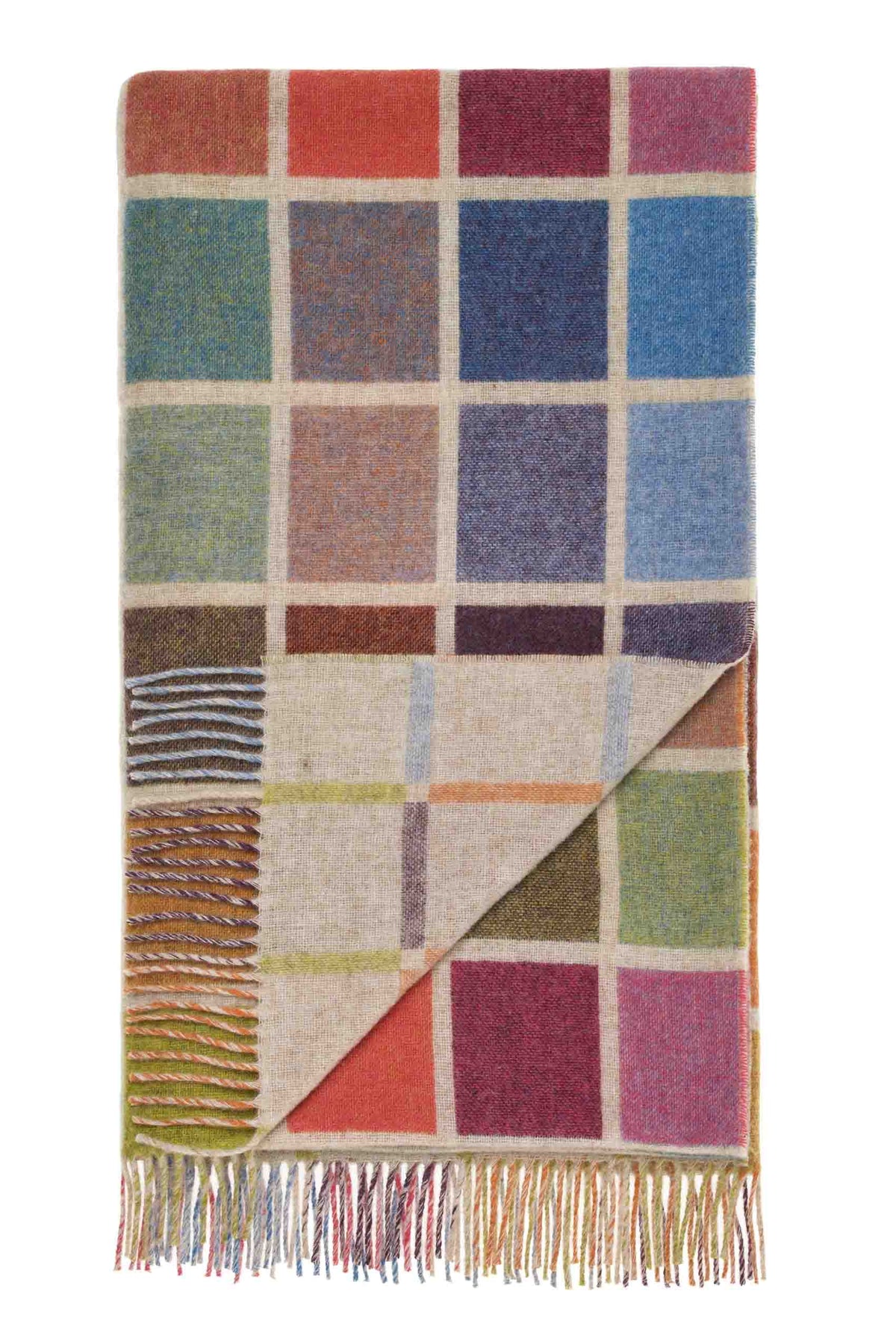Multi-Block Merino Lambswool Throws - Made in England
