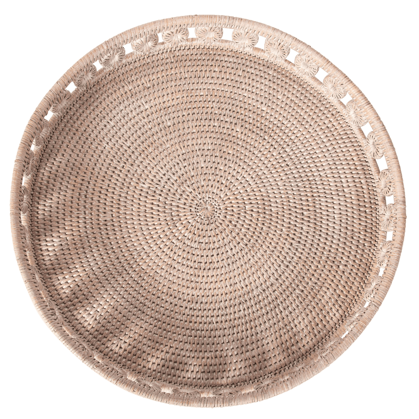 Rattan Round Tray with Glass Insert