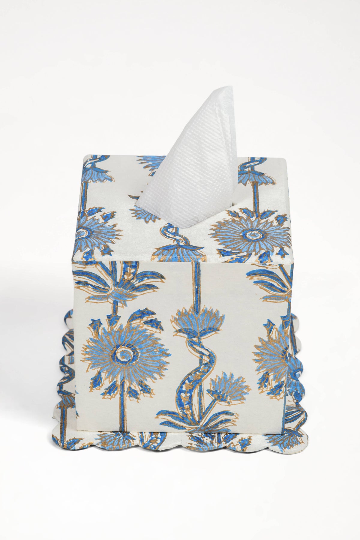 Blue Floral Vines Tissue Box Cover